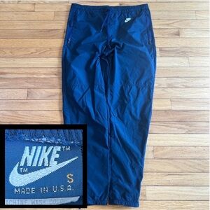 80s Nike Blue Navy Baggy Track Pants Size Small Rare Vintage Windbreaker